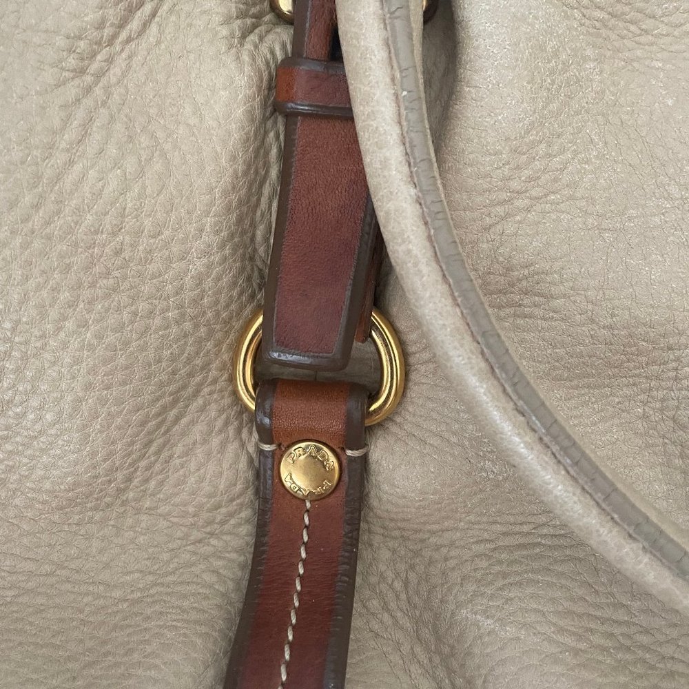 PRADA Shoulder Bag Leather Beige Auth - Picture 13 of 16